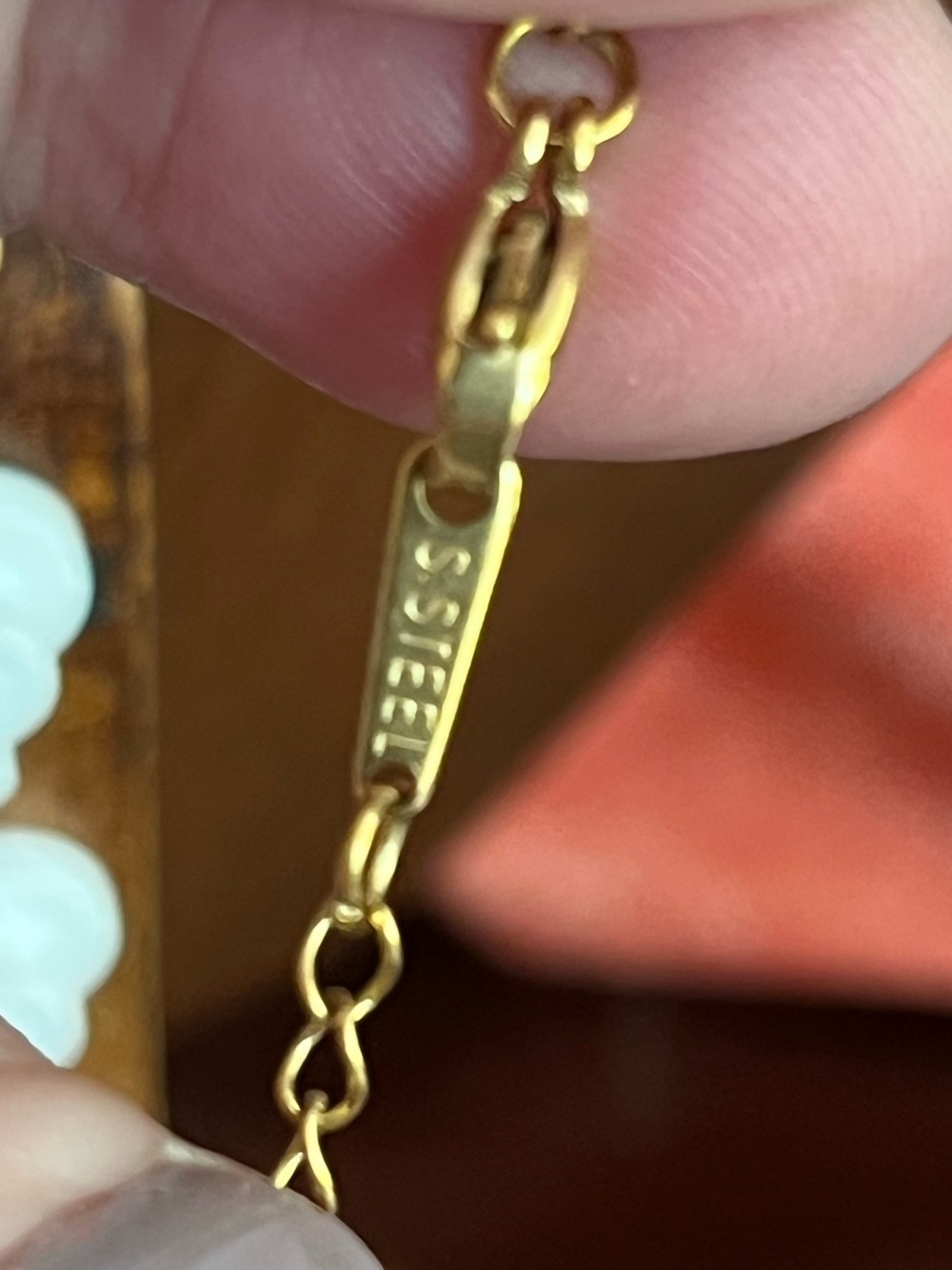 Gold-over SSteel Necklace, Bracelet Stud Earring Set w/Pink MoP Clovers  🍀 Adj - Picture 6 of 6